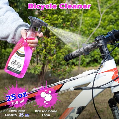 focopot Bike Cleaning Kit with 25 oz Bike Cleaner,10 Gear Floss,Toolbox | 13 Pcs,10oz Degreaser,2oz Lube,Scrubber,Suitable for Mountain/Road/E Bike,Biodegradable Safe Formula,Bike Cleaning Brush Tool