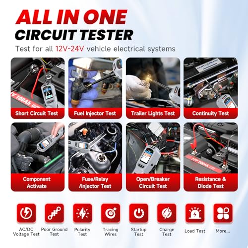 2026 BOSSCOMM P180 Automotive Probe Tester | 9-30V Power Probe, Wire Tracer, AC/DC Voltage/Diode/Resistance/Relay/Fuse Test, Battery/Fuel Injector Tester, 40FT Cable