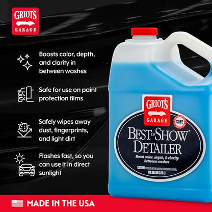 Griot's Garage Best of Show Detailer for Car Detailing, Wipes Away Dust, Fingerprints, and Light Dirt, Improves Paint Gloss and Color Between Washes, 11042, One Gallon - size: 128 Fl Oz (Pack of 1)