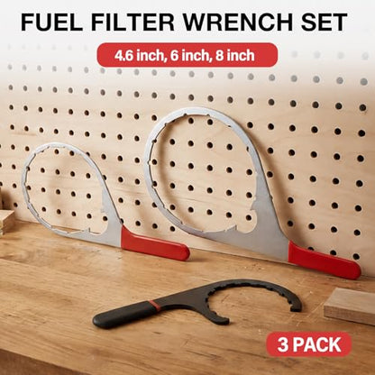 SPARKWHIZ 4.6 Inch, 6 Inch, 8 Inch Fuel Filter Wrench Set | Compatible with 380134 Detroit Diesel Truck Engines, Navistar Engines Diesel DD13, DD15, DD16, Peterbilt & Cummins Diesels - size: 3 size