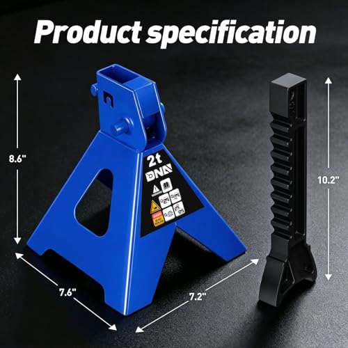 DNA Motoring 1 Pair Jack Stands, 2 Ton (4400 lbs) Capacity Car Lifting Stand, Adjustable Height Car Jack Stands for Cars, Sedans, Small Vehicles, SUV, TOOLS-00681-BL - style: 2 Ton Blue