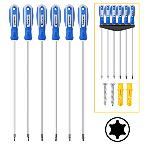 Amartisan 6-Piece Extra Long Torx Screwdrivers Set, length 12''(300mm) T10 - T30, Long Long star Screwdrivers Set - style: Long Torx Screwdrivers