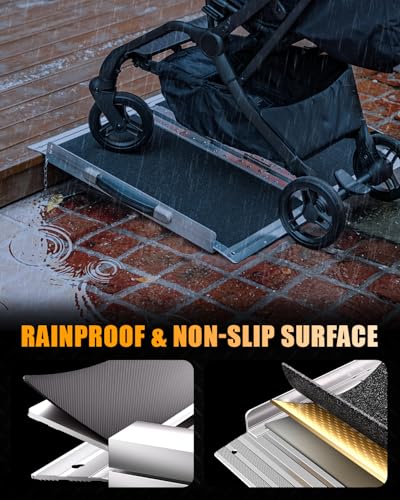 VNN Portable Wheelchair Ramp 2FT, Non-Slip Aluminum Ramps for Wheelchairs for Home, Handicap Wheelchair Ramps for Home Steps, Aluminum Loading Dock Plates - size: 2FT (Usable height 2-6 inch)