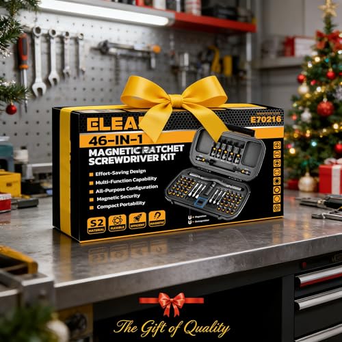 46 in 1 Magnetic Ratchet Screwdriver Set, Multi-Bit Screwdriver Kit, Nut Driver Set, Detachable Ratchet Handle with Storage Case, Repair Tool Kit for Furniture, Computer, Bicycle - style: 46-in-1 New Version