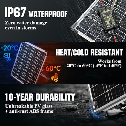 SUNAPEX 25W Solar Trickle Charger 12V Battery Maintainer | Solar Panel With MPPT Charge Controller,Waterproof Solar Panel Kit for Car,Trailer,Motorcycle,Boat Marine,Rv,and Truck. - size: 25W - MPPT