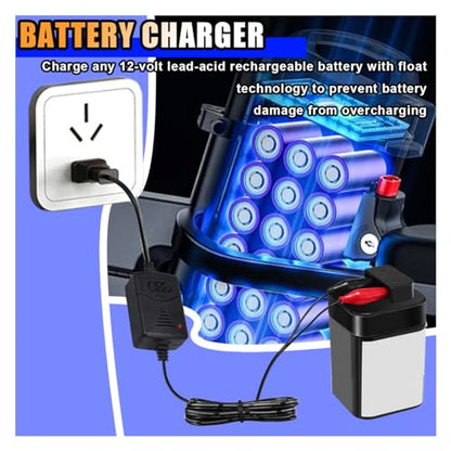KITUREK 12V 1300mA Sealed Lead Acid (SLA) Smart Battery Charger Maintainer | Automatic Car Charger Maintainer for RV, ATV, Boat, Motorcycle Battery Trickle Charger with Short Circuit Protection - size: 2.89×1.95 inches