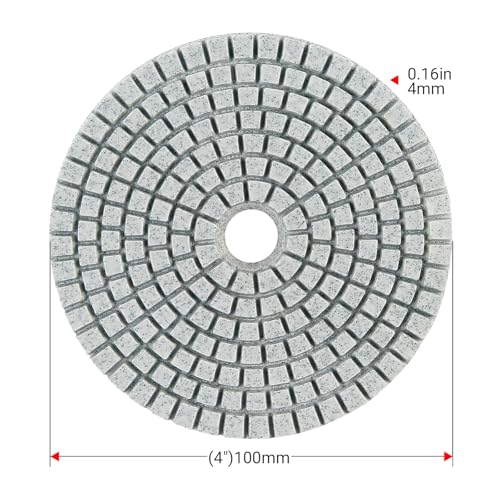 LOZLIN 4 Inch Diamond Polishing Pads with 5/8’’-11 Backer Pad,16PCS Wet/Dry Stone Polish Kit for Drill,Angle Grinder,Rock Polisher,50-10000 Grit for Concrete,Marble,Quartz,Tile,Countertop & Rock