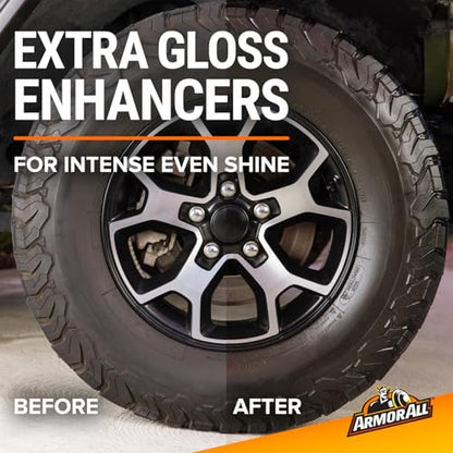 Armor All Tire Shine Spray, Even Shine, Minimal Overspray, 2 Count | No-wipe formula for clean, dry tires; apply after cleaner and let dry for 5 mins and elevate your car cleaning supplies - style: Trigger Bottle