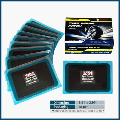 PAX Upgraded Radial Tire Repair Patches 100x75mm (10 Pack), 3-Layer Super Strong Nylon Fabric Heavy-Duty Puncture Fix for Truck & Car (Rubber Cement Required) - size: 100x75mm