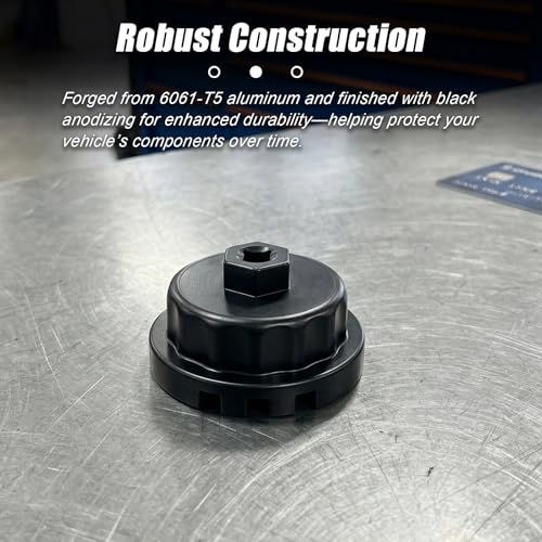 64mm 14 Flutes/4 Slots Oil Filter Wrench, Heavy Duty Cap Style Oil Filter Removal Tool Socket Compatible with Lexus Toyota Tundra RAV4 4Runner Camry with 2.5L to 5.7L Engines