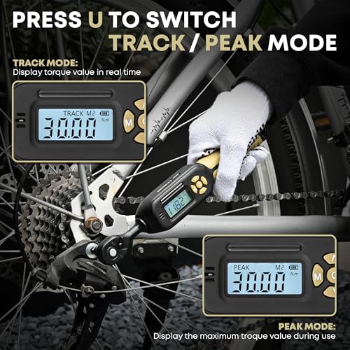Digital Torque Wrench 1/4 drive, 1.1-22.1 ft-lb (1.5-30 Nm) ±1% Accuracy Inch Pound Torque Wrench with Buzzer and LED Electronic Torque Wrenches with Bits & Sockets for Bike Motorcycle Gunsmithing - size: 1/4 drive 1.1-22.1 ft.lb