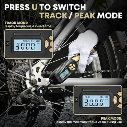 Digital Torque Wrench 1/4 drive, 1.1-22.1 ft-lb (1.5-30 Nm) ±1% Accuracy Inch Pound Torque Wrench with Buzzer and LED Electronic Torque Wrenches with Bits & Sockets for Bike Motorcycle Gunsmithing - size: 1/4 drive 1.1-22.1 ft.lb