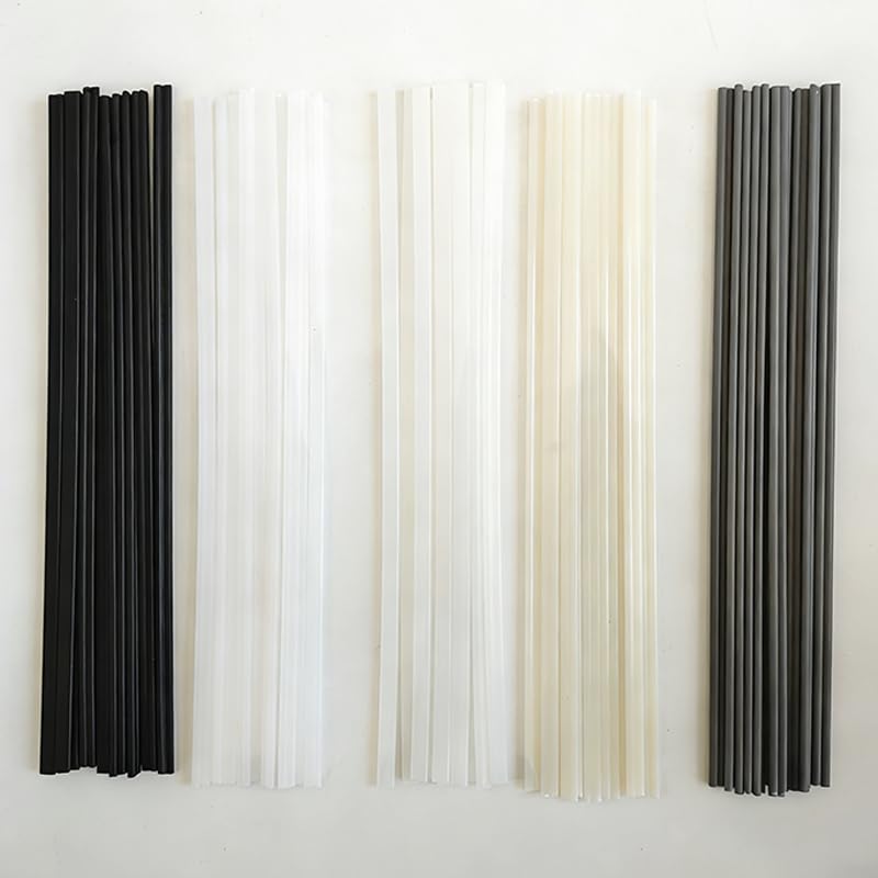 50 Pcs Automotive Accessories Welding Rods Kit PP Black PP White PE PVC ABS 10 Each For Car Bumper Repair Hot Air Gun Welder Sticks Welding Tools Automotive Repair Supplies