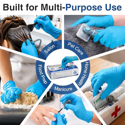 Schneider Nitrile Exam Gloves, 5 Mil, Medical Grade, Latex-Free, Powder-Free Disposable Gloves for Medical Exams, Food Safe, Cleaning and Food Prep, Blue, 50 Count, Medium - color: Blue (50), size: Medium
