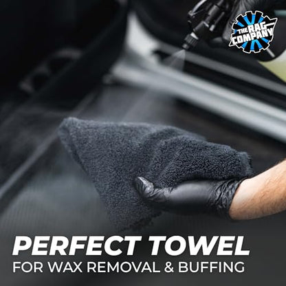 The Rag Company - Creature Edgeless Auto Detailing Towels (10-Pack) Professional 70/30 Blend, Dual-Pile Plush Microfiber, Buffing & Polishing, 420gsm, 16in x 16in, Black - color: Black