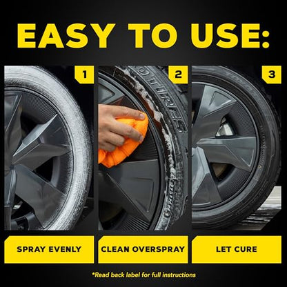Meguiar's Hot Shine Tire Foam - High Goss Tire Shine that Cleans, Shines, and Protects in One, Deep, Black Shine with Conditioners and UV Protection to Help Keep Tires Looking Like New, 19 Oz Aerosol - size: 1-pack