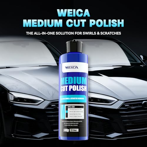 Medium Cut Polish - 17.6 Bottle for Swirl Marks & Light Scratch Removal - Safe Car Paint Polishing Compound - Use by Dual Action Polisher or Hand - All Clear Coats