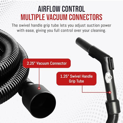 MP Maresh Products Compatible Replacement for Shop Vac Hose and Ridgid Style Wet Dry Vacuum Cleaner - Commercial Heavy Duty Vacuum Hose with Crushproof Design and Air Suction Control - 6' - size: 6 Foot Hose