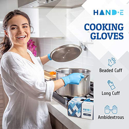 Hand-E Touch Blue Nitrile Disposable Gloves - Latex Free Medical Exam Gloves, Powder Free, Food Safe, Cooking - style: X Large