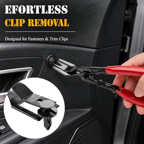 3 Pcs Auto Clip Pliers Set & Fastener Remover – Car Trim Rivet Removal Pry Tool Repair Kit with Storage Bag, for Automotive Door Panel, Upholstery, Dashboard, Plastic Fasteners (Red) - color: Red