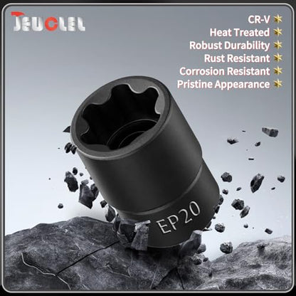 EP Socket EP20, 6 Point 1/2” Dr Female External E-Torx Plus Socket | EP Socket, Female External, E-Torx Plus Socket, External, Cr-V Steel, High Deformation Prevention - size: EP20
