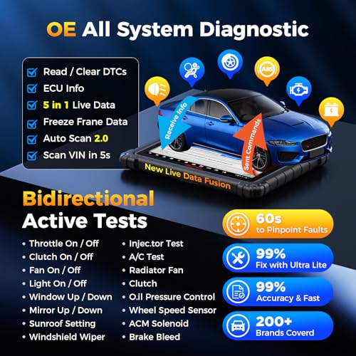 Autel MaxiCOM Ultra Lite Scanner w/ MV105S: 2026 Intelligent Tool as MaxiSys Ultra S2, Up of MS909 Elite II Pro MS919, 2 Years Free Update, Topology 2.0, Motor TruSpeed, 40+ Service, 3000+ Active Test