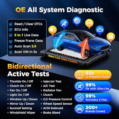Autel MaxiCOM Ultra Lite Scanner w/ MV105S: 2026 Intelligent Tool as MaxiSys Ultra S2, Up of MS909 Elite II Pro MS919, 2 Years Free Update, Topology 2.0, Motor TruSpeed, 40+ Service, 3000+ Active Test