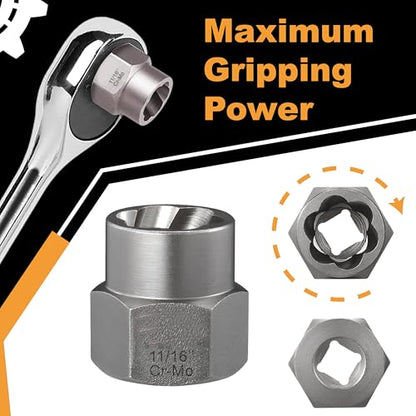 Bolt Extractor Kit, 15 Piece Easy Out Lug Nut Remover Set | Includes 3/8" Adapter • Heavy-Duty CR-MO Steel • Removes Rounded, Rusted, Frozen & Damaged Bolts, Nuts & Screws - color: 15 Pc Bolt Extractor