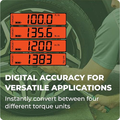 eTORK 1/2" Digital Torque Wrench, 25-250 ft-lb Heavy-Duty Automotive Tool | 1/2" Drive With Backlit Display for Automotive Maintenance, Motorcycle Service, Truck Repair, and Garage Projects - size: 1/2-Inch, style: 25-250 ft.-lb