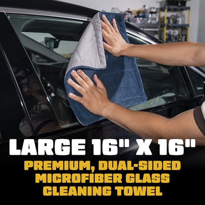 Chemical Guys, Clean Stroke Dual-Sided Glass Towels, 16 x 16 in, 2 Pack | Streak-free, lint-free dual-sided towels wipe glass and mirrors clear, scratch-safe for cars, trucks and home