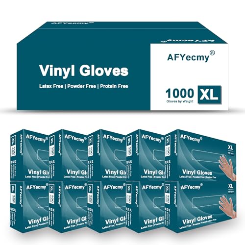 Clear Vinyl Gloves, Powder-Free & Latex-Free, Disposable Cleaning Gloves, 5 Mil, 1000 Count, X-Large - size: X-Large, style: 5mil Box of 1000