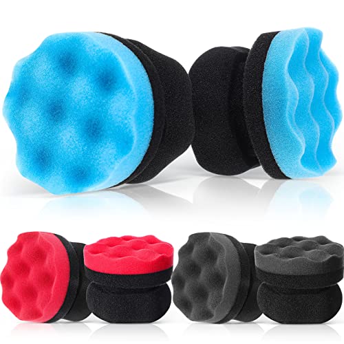 6 Pcs Tire Hex Grip Dressing Applicator Washable Tire Shine Applicator Dressing Pad Car Detailing Foam Sponge Reusable Tire Cleaner Sponge for No Slip Tire (Black, Red, Blue, 3.15 Inch Diameter) - color: Black, Red, Blue, size: 3.15 Inch Diameter