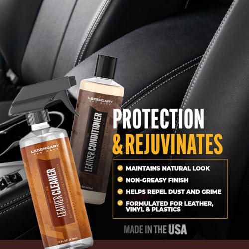 Legendary Leather Cleaner And Conditioner 16oz - Conditions, Cleans, & Protects Car Interior from UV - Multi Use Detailing Kit for Car Seats - Non-Greasy, Restores Leather - size: Leather Conditioner & Cleaner 16oz