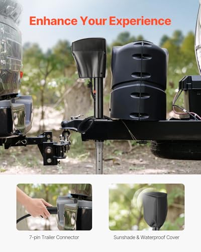 VEVOR Electric Trailer Jack, 5000 lbs, Heavy Duty RV Electric Power Tongue Jack with 7-pin Connector, Manual Crank Handle & Weatherproof Jack Cover, 10"-28.3" Lift, for Trailers, Campers & RVs, Black