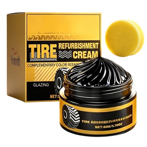 Car Tire Shine With Sponge, 2026 Upgraded Tire Coating For Long-Lasting Wet Look, Waterproof Uv Protection Black Restorer For Cars Trucks, Quick Application Tire Dressing Kit (1)