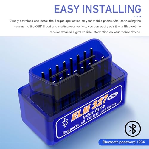OBD2 Scanner, ELM327 V2.1 Bluetooth Diagnostic Tool, Universal Car Code Reader for Android iOS, Real-time Vehicle Data Monitor (Blue)