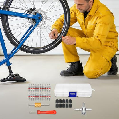 33-Piece Valve Core Removal Tool Kit, Bicycle Valve Core Removal Tool Set for Quick Tire Valve Stem Repair