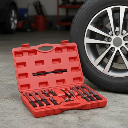 6 in 1 Gear Puller Set – 13pcs 2 Jaw & 3 Jaw Bearing Puller Kit with Reversible Jaws, Bearing Flywheel Pulley Removal Tool for Automotive Mechanics,External and Internal (Red) - color: Red