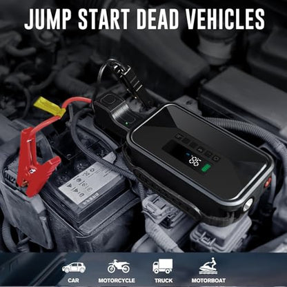 Portable Car Jump Starter with 150PSI Air Compressor | 2000A Peak, 12V Lithium Battery Booster, PD45W Power Bank, Emergency Tire Inflator for Cars, Trucks, RVs & Outdoor Gear