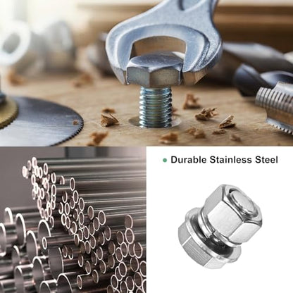 M METERXITY 10-Pack Hex Head Screw Bolt with Nuts Flat & Lock Washers M12x16mm Stainless Steel Bolts and Nuts Kit Fully Threaded Metric Bolt Assortment for Equipment/Machinery - size: M12x16mm