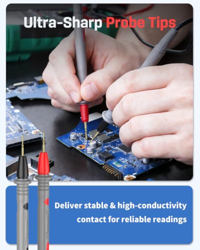 Vibit 14 Pcs Multimeter Test Leads, Multimeter Leads Kit with Back Probes, IC Hook Clip Test Leads, SMD Tweezer Probe & Dual Ended Alligator Clip Leads, Insulated Multimeter Probes - size: 14 PCS