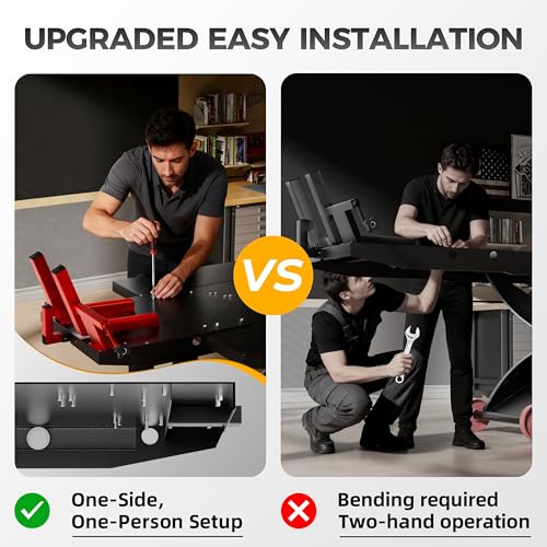 1500 LB Motorcycle Lift Table, Heavy Duty Air/Hydraulic ATV Lift with Side Extensions, 48" W x 33.5" H, User-Friendly Installation Design with Motorcycle Jack, Fits Harley/Indian/Custom - size: 48in