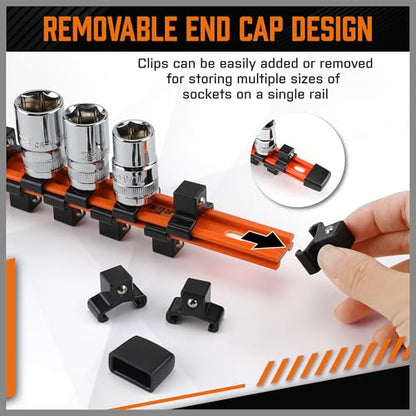 HORUSDY 6Pcs Double Sided Socket Organizer, 1/4-Inch, 3/8-Inch, 1/2-Inch, Premium Quality Socket Holders (6Pcs Double Sided Socket Organizer) - style: 6Pcs Double Sided Socket Organizer