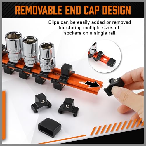HORUSDY 6Pcs Double Sided Socket Organizer, 1/4-Inch, 3/8-Inch, 1/2-Inch, Premium Quality Socket Holders (6Pcs Double Sided Socket Organizer) - style: 6Pcs Double Sided Socket Organizer