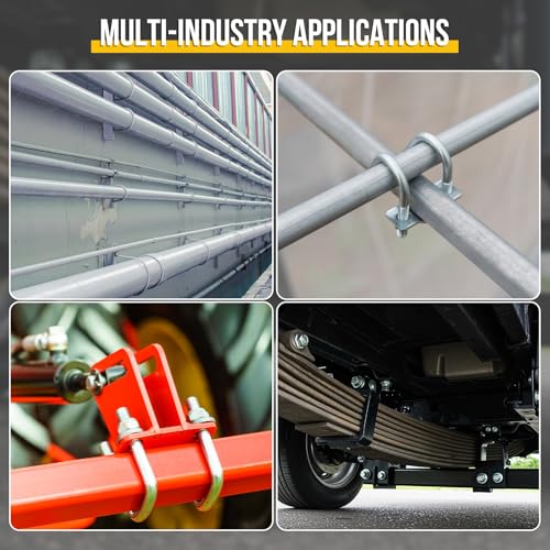 DTGN M10x50x130mm U Bolts Square Kit - 2Set - Carbon Steel U-Bolt Kit with Nuts, Washers, Frame Plate - Good for Pipe, Trailer, Automotive, Leaf Spring Fastener - size: M10x50x130mm