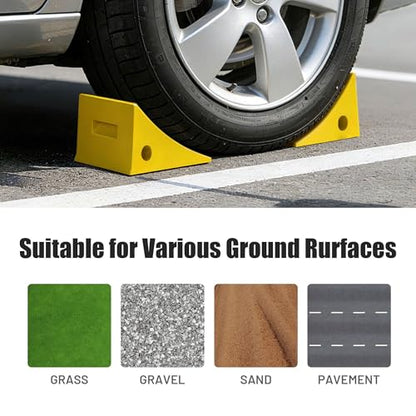 Yescom PU Wheel Chocks for Wheel 24" - 32" with 5ft Rope, 33,000 lbs Heavy | Duty Capacity, Lightweight Car Chocks for Travel Trailers, RV, SUV, Truck, Camper - Anti-Slip Tread, Easy to Use & Odorless - size: for Wheel 24" - 32", 2Pack
