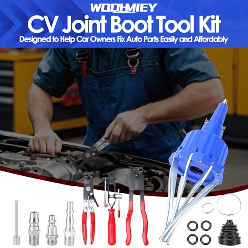 Pneumatic CV Boot Expander Spreader Tool Kit, Installation Removal Repair Kit with 3 Clamp Pliers 15 Pairs Hose Clamp, Universal CV Joint Boot Tool Compatible with ATV UTV (Blue) - color: Blue