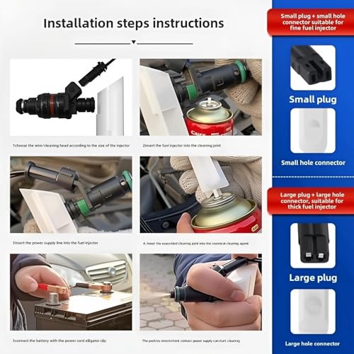 Car Fuel Injector Cleaner Kit, Universal Fuel Injectors Flush Cleaner Adapter DIY Cleaning Tool Kit with Test Lead, Fuel Injector Tester Fuel Pump Pressure Test