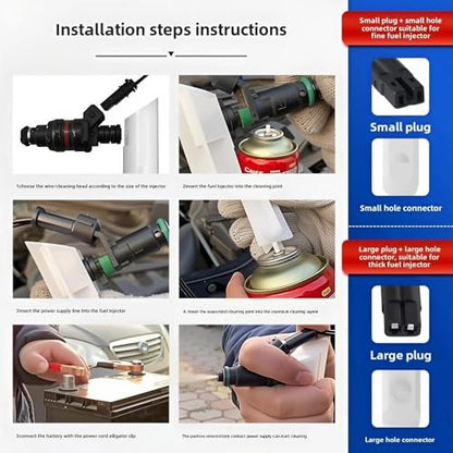 Car Fuel Injector Cleaner Kit, Universal Fuel Injectors Flush Cleaner Adapter DIY Cleaning Tool Kit with Test Lead, Fuel Injector Tester Fuel Pump Pressure Test