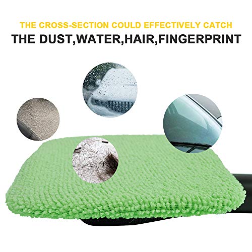 Microfiber Cleaning Cloth for Windshield Cleaning Tool, Windshield Cleanner Wand Replaceable Glass Cleaning Bonnets, Interior Auto Window Cleaner Washing Pads, Fit 5”, Green, 5 Pack - color: Microfiber(green)